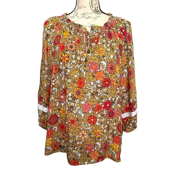 Jane and Delancey Boho Floral Top Size Small - Picture 1 of 8